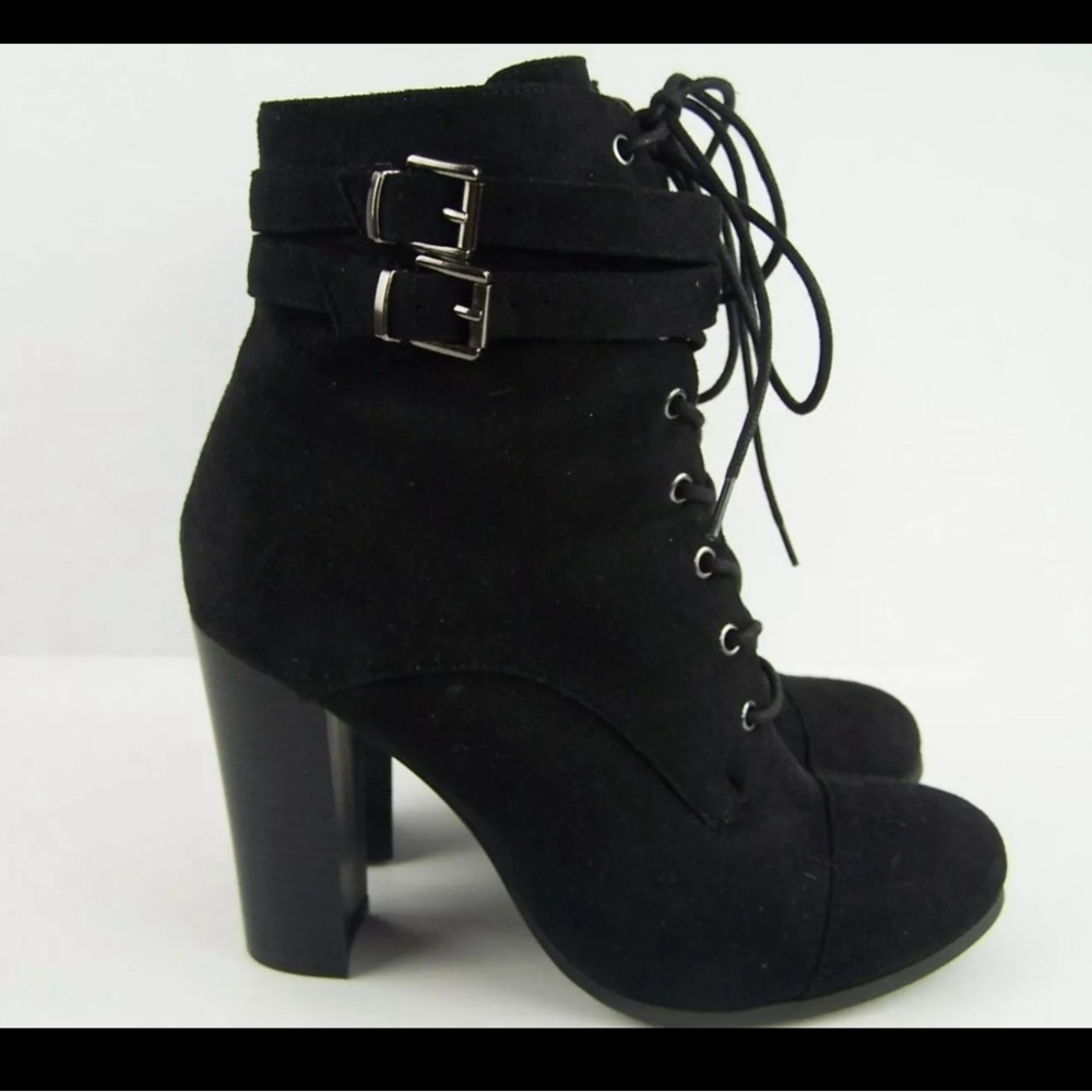 Wild Dive Women's Size 10 Just Fab Ankle Booties Lace up Buckles Faux Suede - Picture 3 of 12